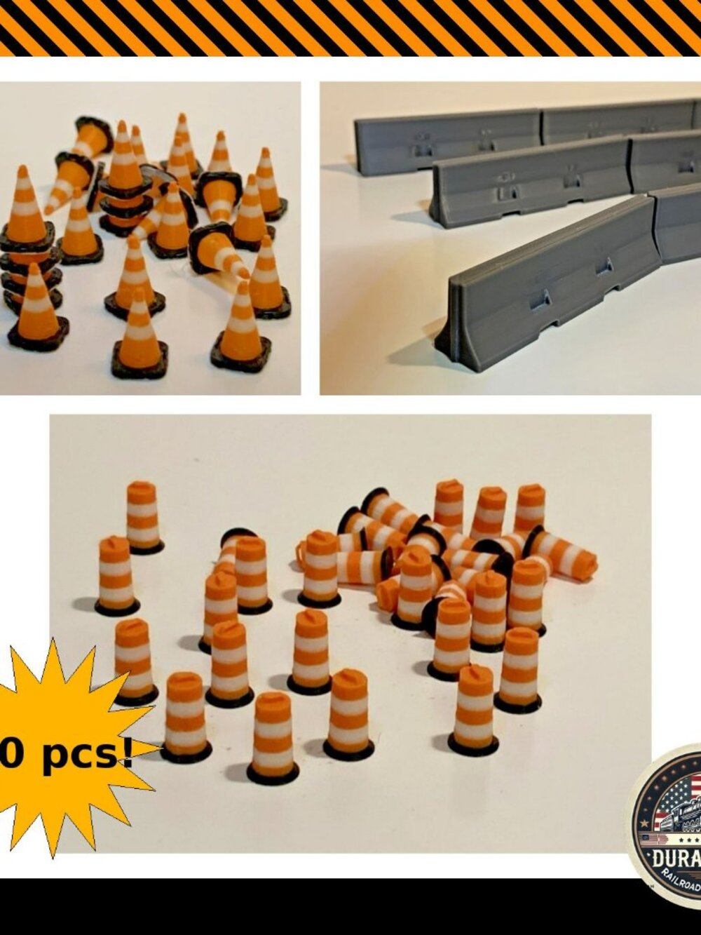 S Scale 1:64 Roadwork Lot 90pc Jersey Barriers Cones Barrels Diorama